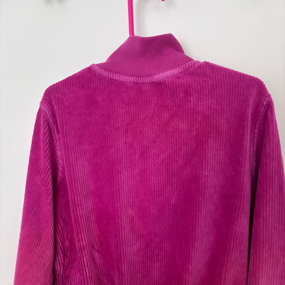 Ralph Lauren Polo girls kids quarter zip Corduroy ribbed Sweatshirt - Magenta - Picture 8 of 10